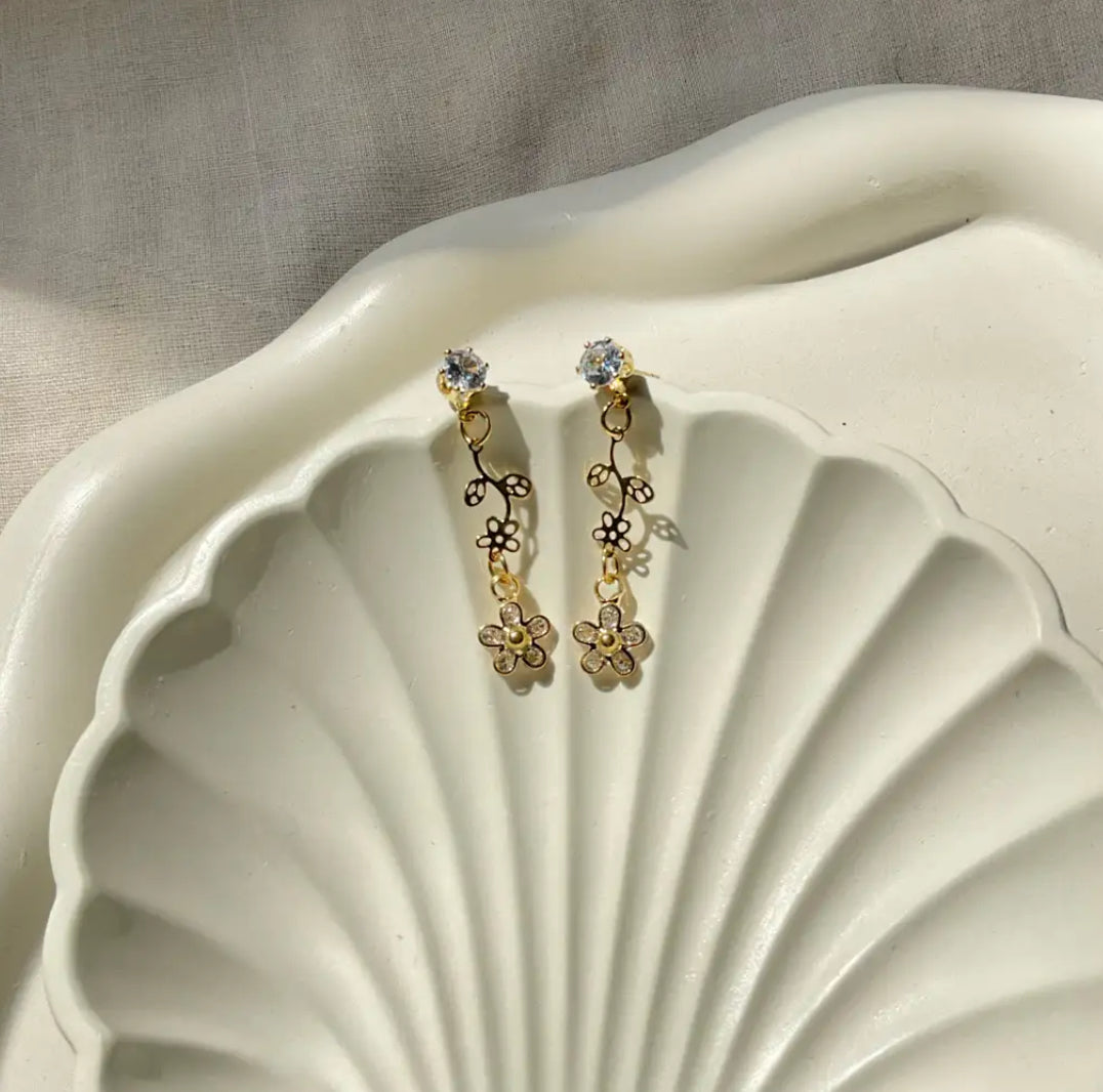 Flower branch earrings