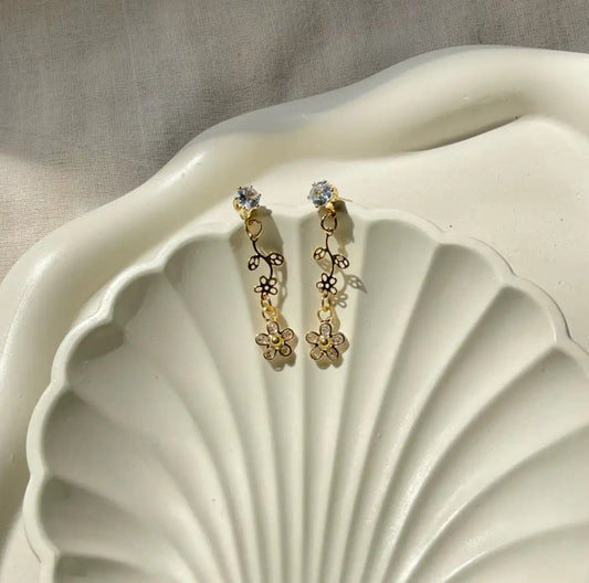 Flower branch earrings