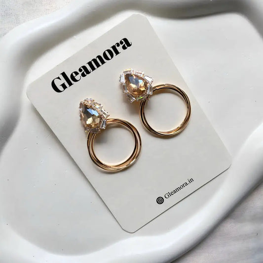 Gold stoned hoop earrings
