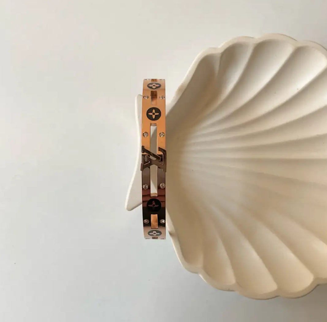 Lv inspired rose gold plated bracelet in india gleamora.in
